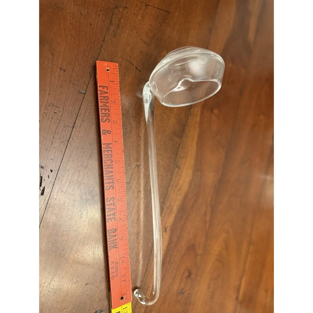 Vintage Tarnów Polish Hand Blown Clear Glass Punch Bowl Ladle Spout Hook Handle